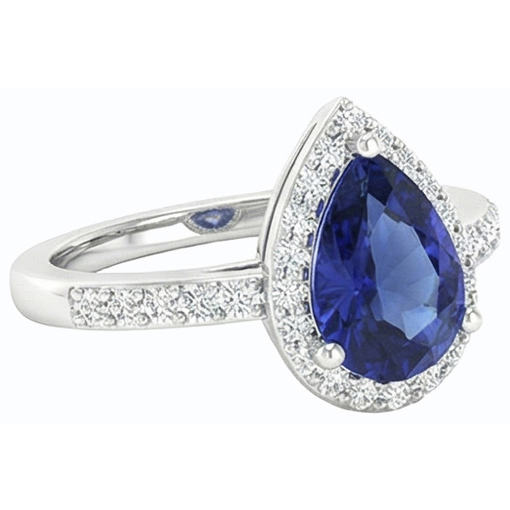 natural round sapphire 3ct ring profile view