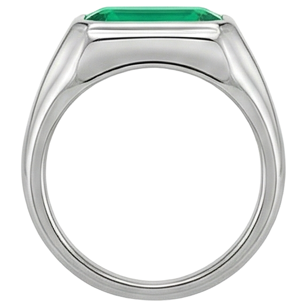 Real Emerald Gemstone Ring 3 ct 14K White Gold – top view