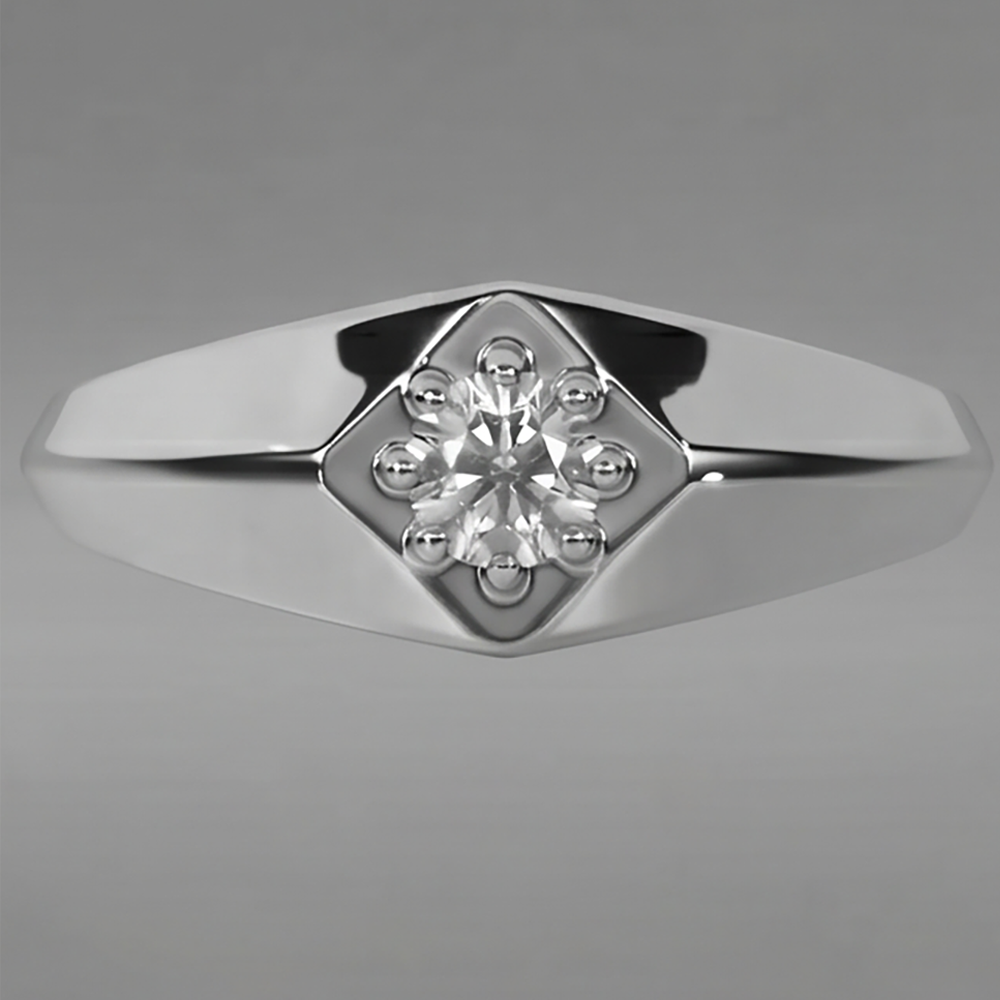 White Gold Men’s Ring Real Natural Earth Mined Diamond ( Not Lab Grown )