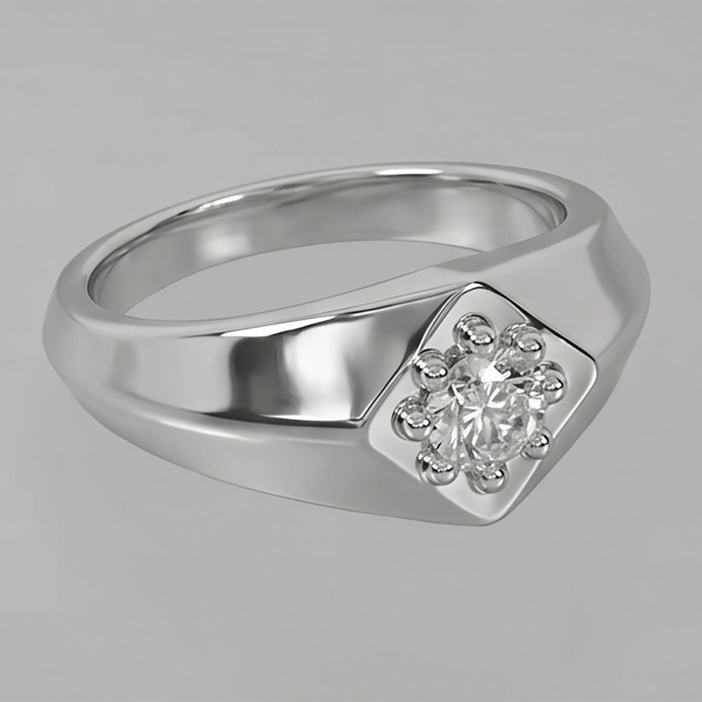 White Gold Men’s Ring Real Natural Earth Mined Diamond ( Not Lab Grown )