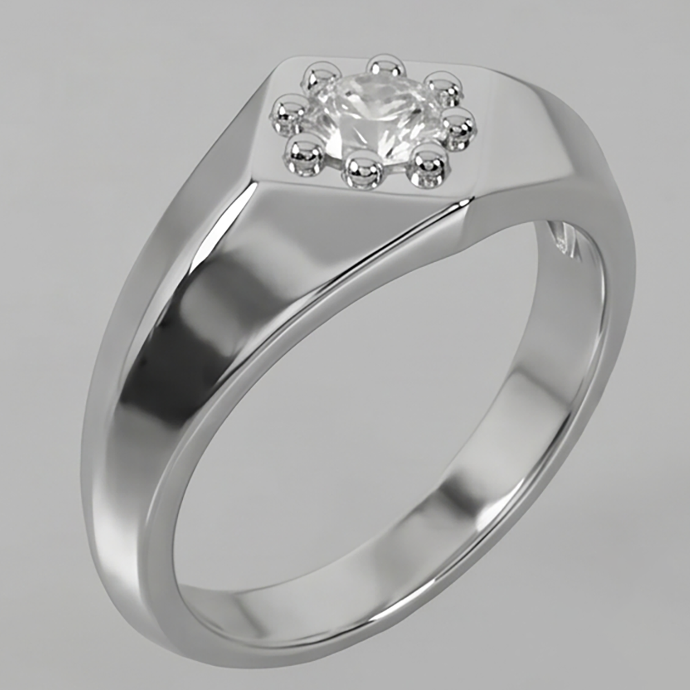 White Gold Men’s Ring Real Natural Earth Mined Diamond ( Not Lab Grown )