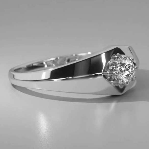 White Gold Men’s Ring Real Diamond