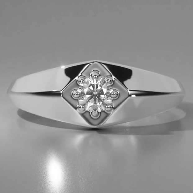 White Gold Men’s Ring Real Diamond