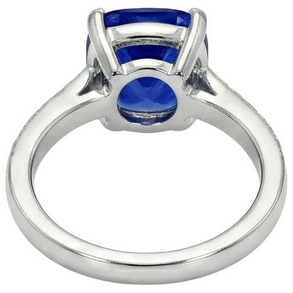 natural round sapphire 6ct ring on white background