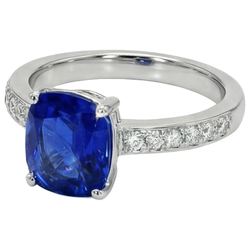 Natural Sapphire Ring 6ct - White Gold 14K
