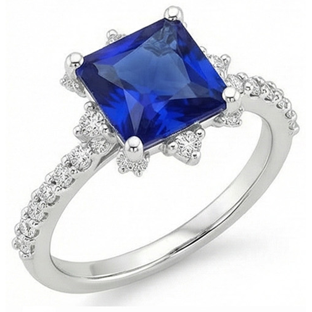 natural round sapphire 6.25ct ring close up detail