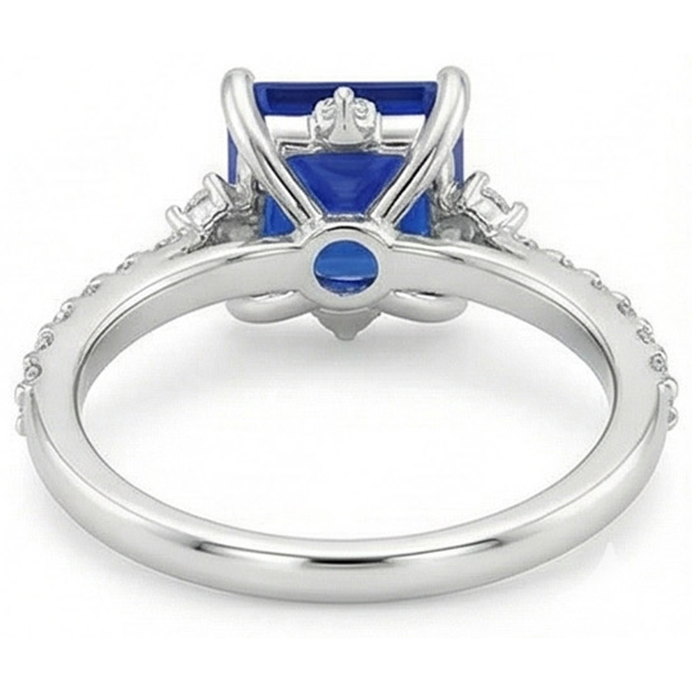 natural round sapphire 6.25ct ring top view