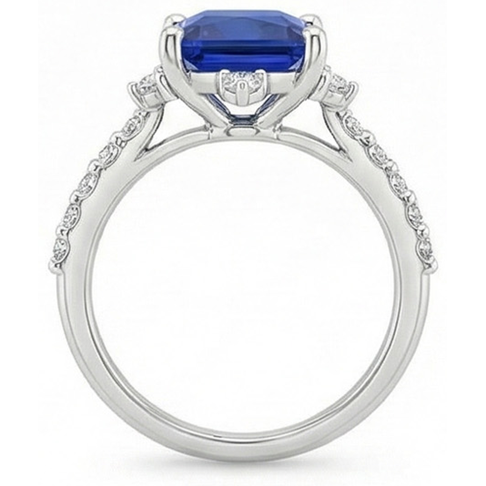 natural round sapphire 6.25ct ring profile view