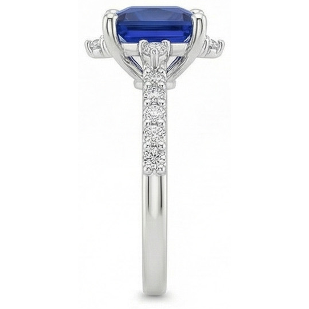 natural round sapphire 6.25ct ring band detail