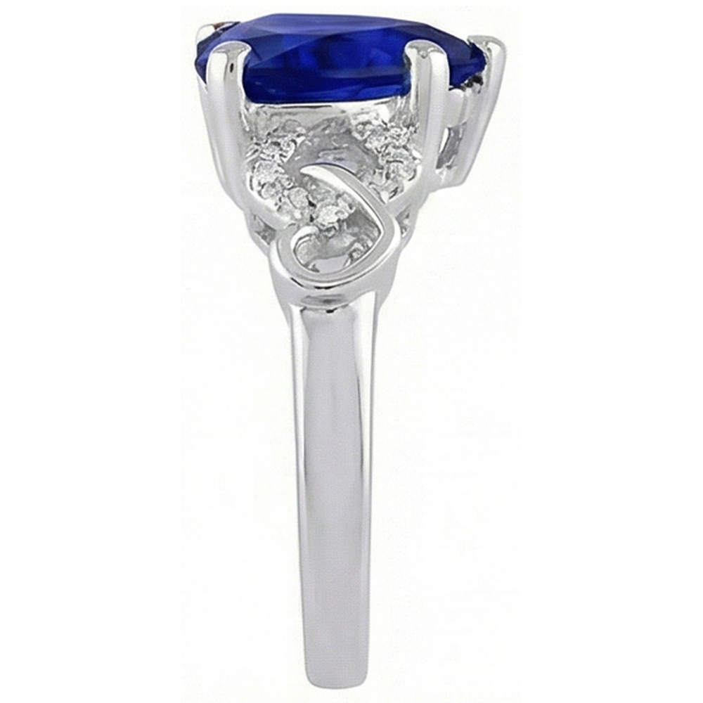 White Gold Natural Earth Mined Diamond ( Not Lab Grown ) Ring Heart Shaped Sri Lankan Sapphire 3.50 Carats