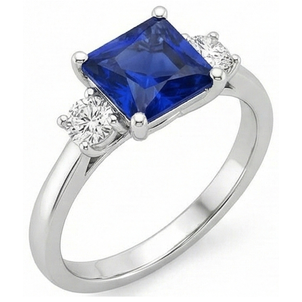 natural round sapphire 5.50ct ring side angle