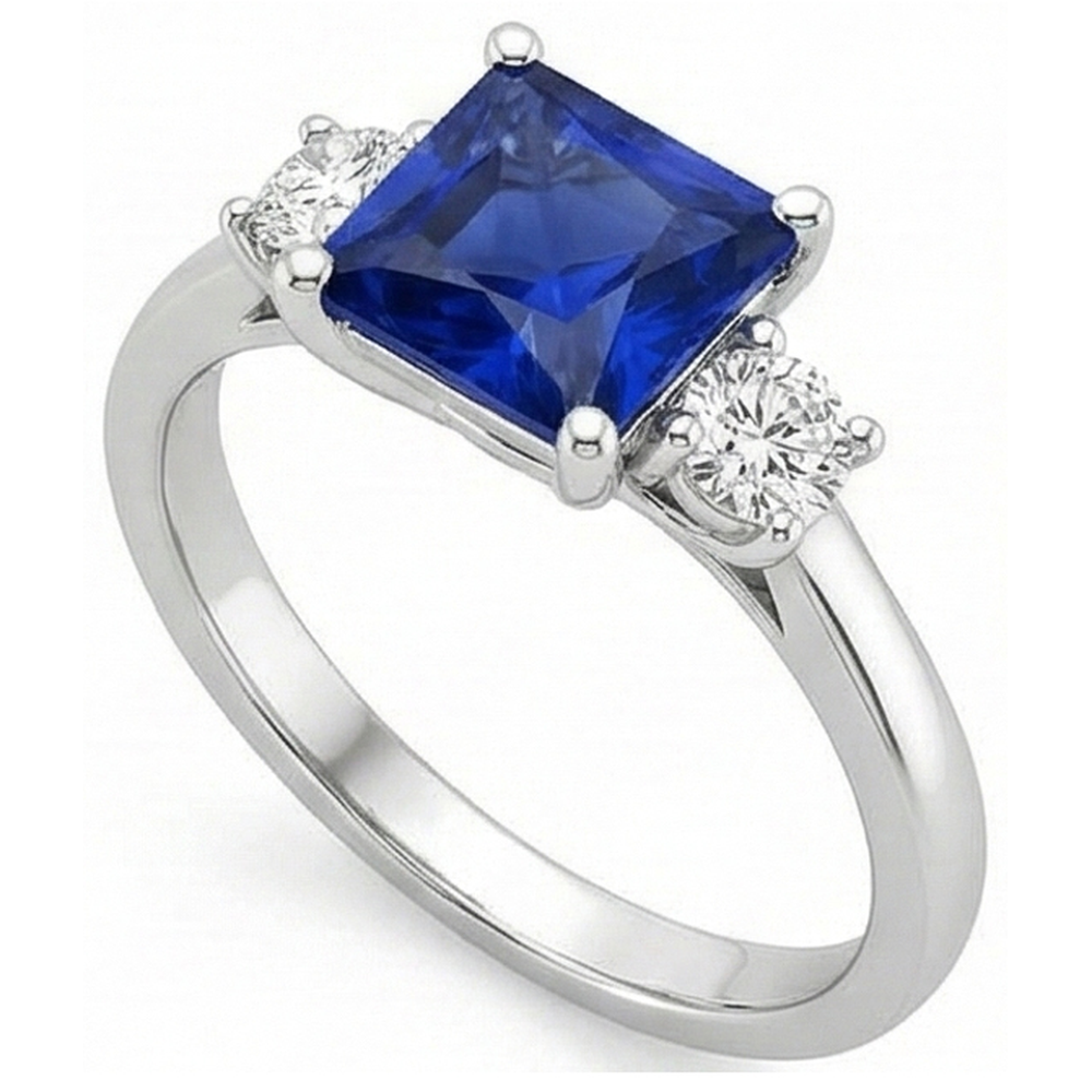 natural round sapphire 5.50ct ring top view