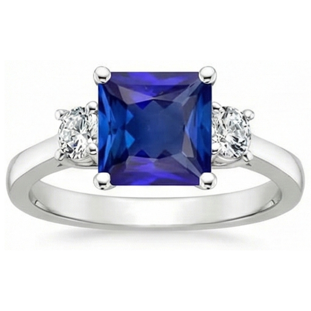 natural round sapphire 5.50ct ring close up detail