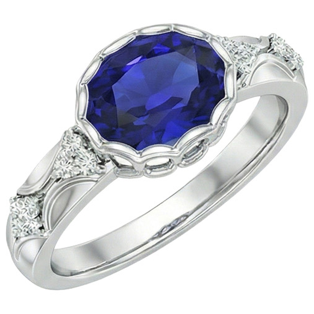 natural round sapphire 3.75ct watch close up detail