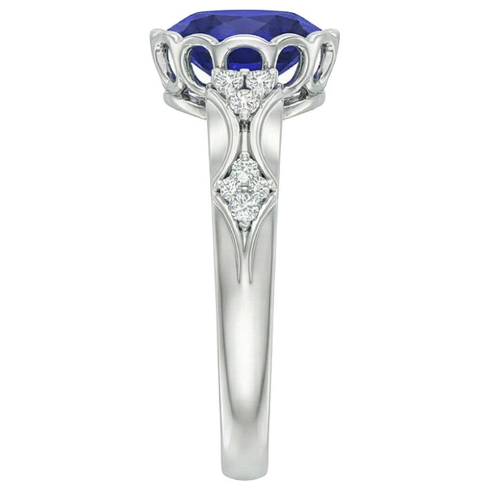 natural round sapphire 3.75ct watch profile view