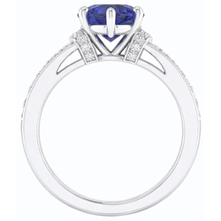 Natural Sapphire Ring 3.50ct - White Gold 14K