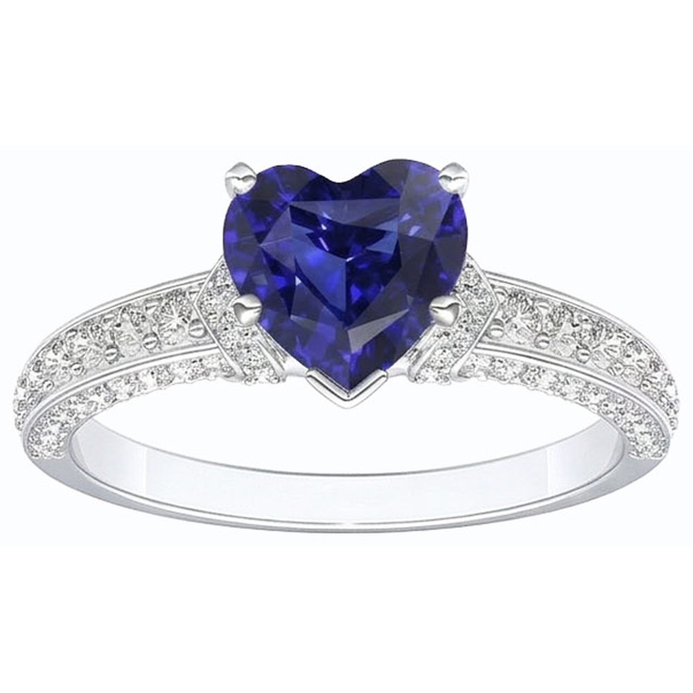 natural round sapphire 3.50ct ring close up detail
