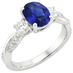 Natural Sapphire Ring 6.50ct - White Gold 14K