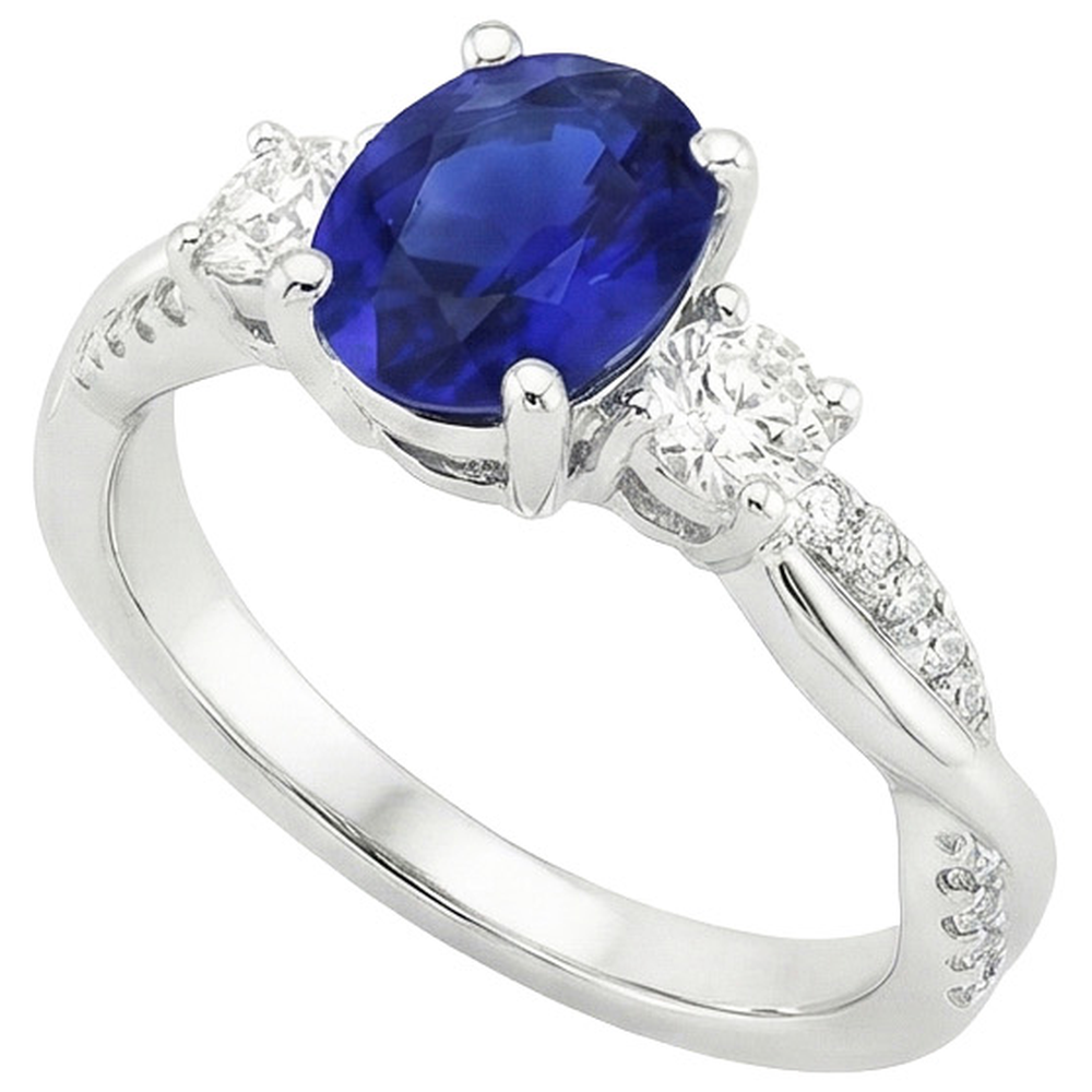 natural round sapphire 6.50ct ring top view