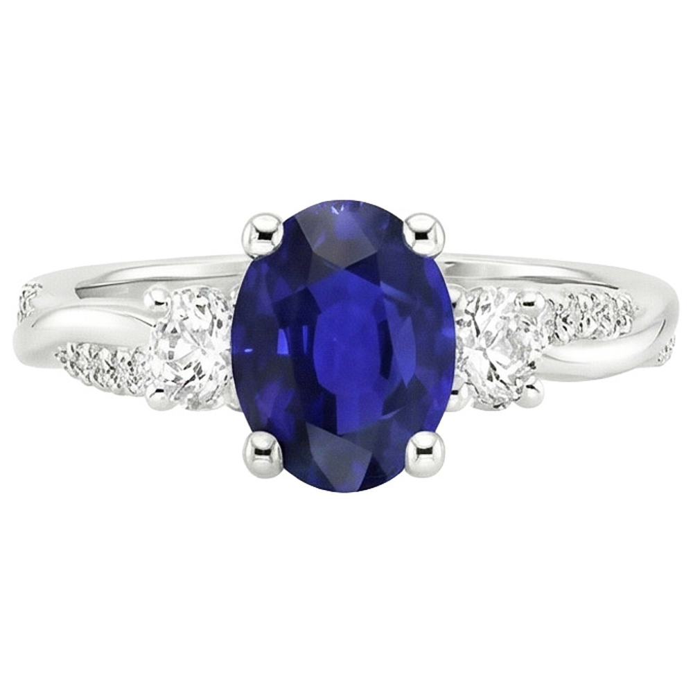natural round sapphire 6.50ct ring close up detail