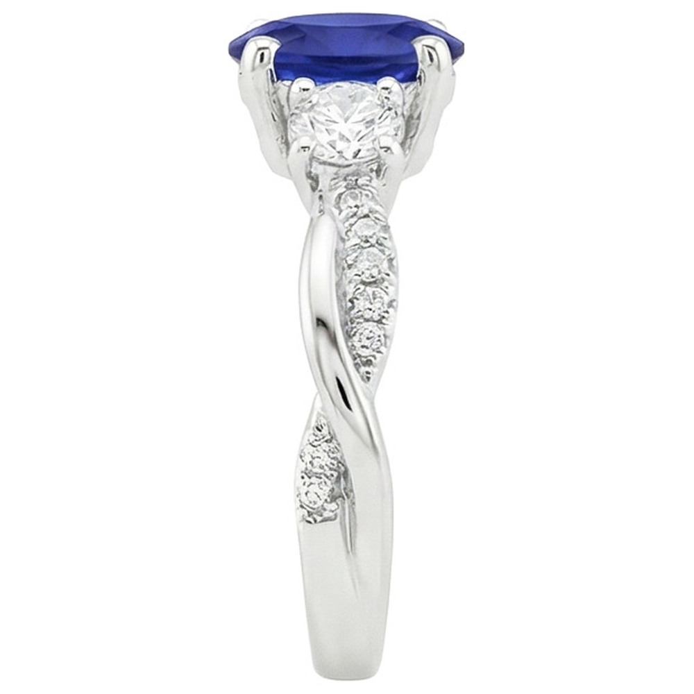 natural round sapphire 6.50ct ring profile view
