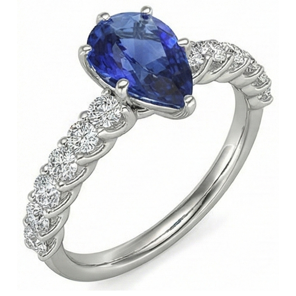 natural round sapphire 2ct ring side angle