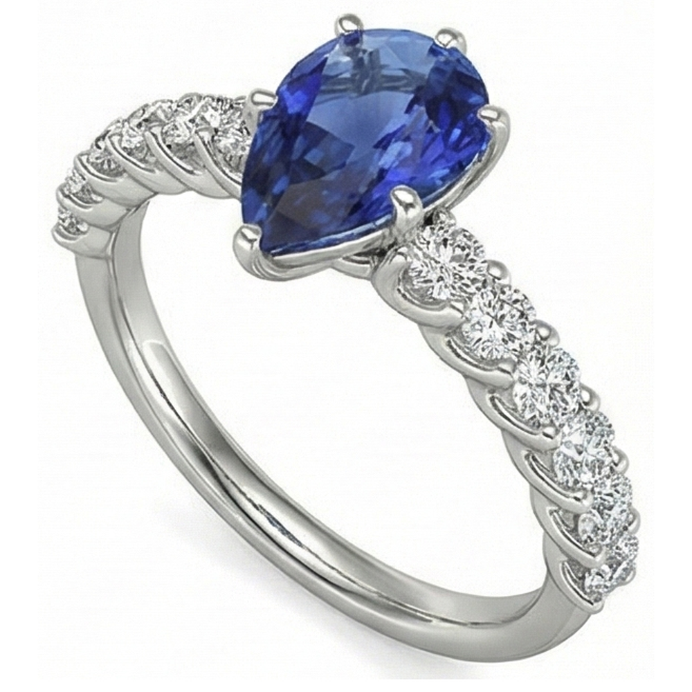 natural round sapphire 2ct ring top view