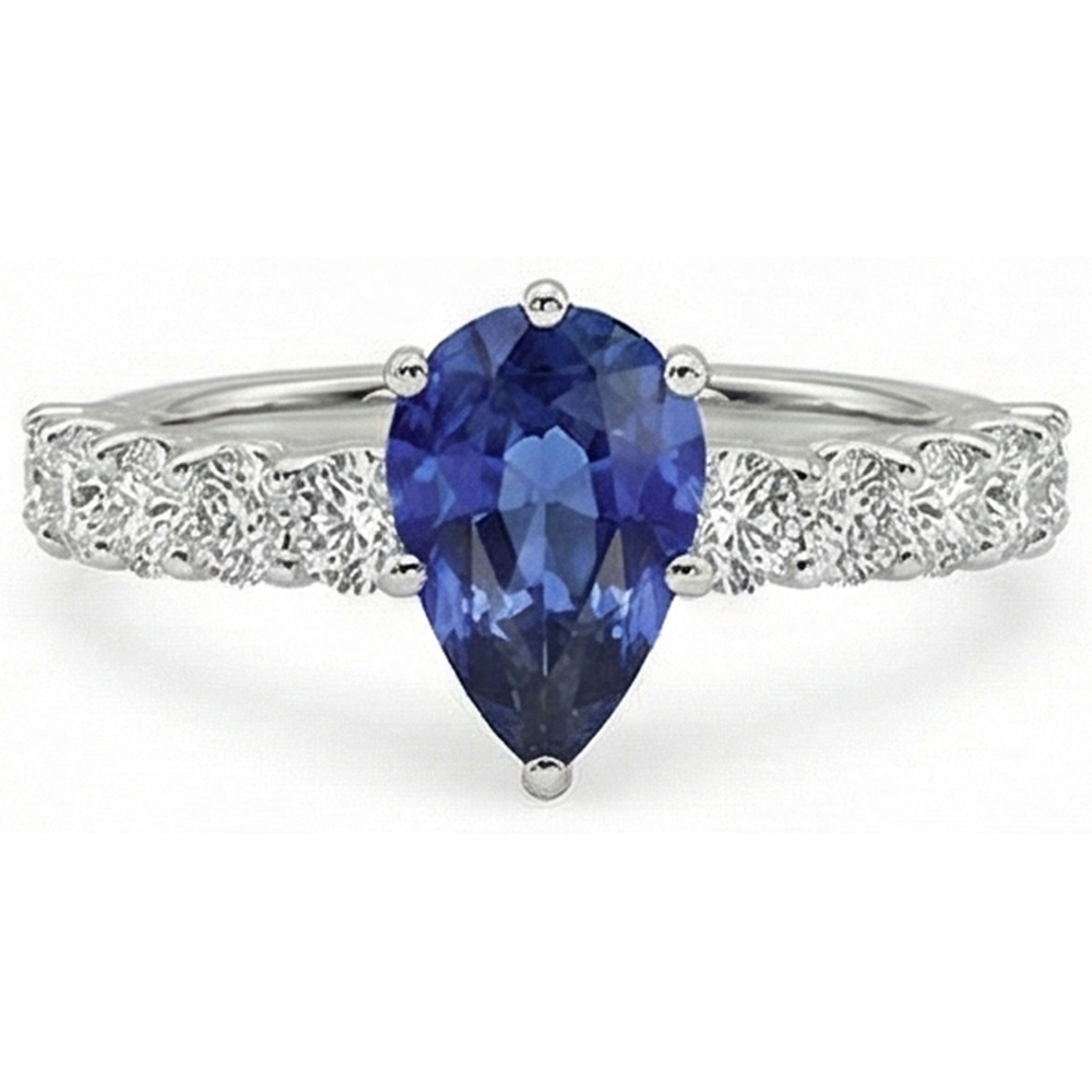 natural round sapphire 2ct ring close up detail