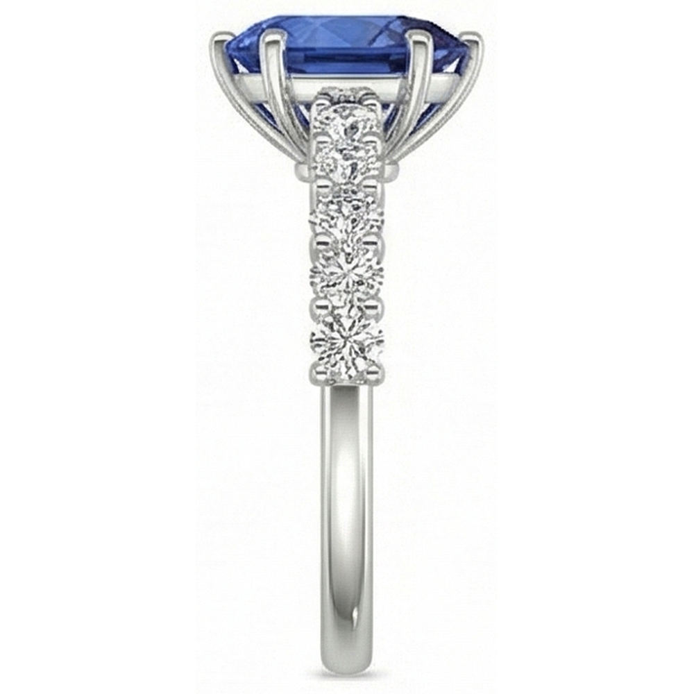 natural round sapphire 2ct ring profile view