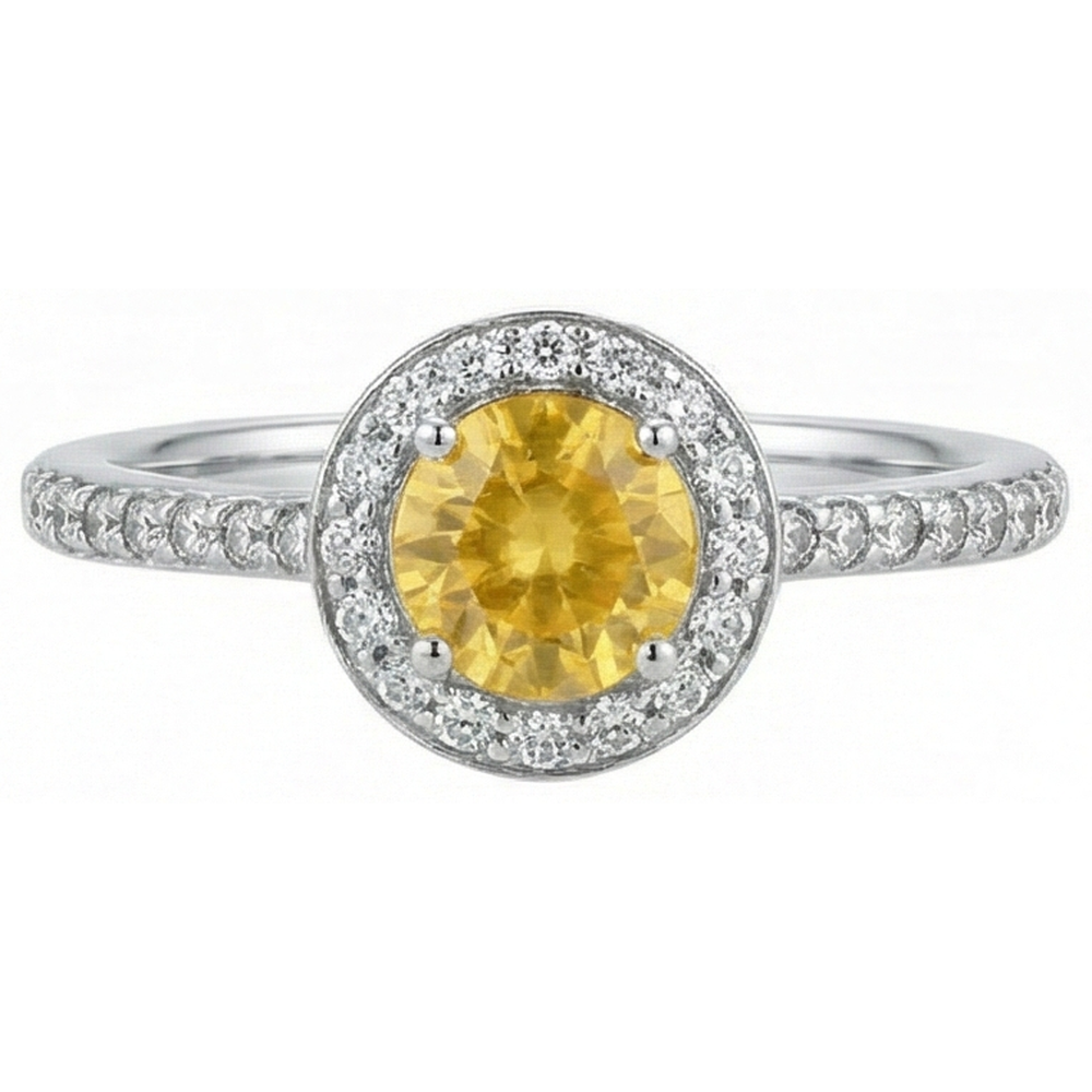 natural round sapphire 4.50ct ring front view