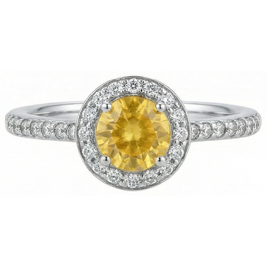 natural round sapphire 4.50ct ring front view