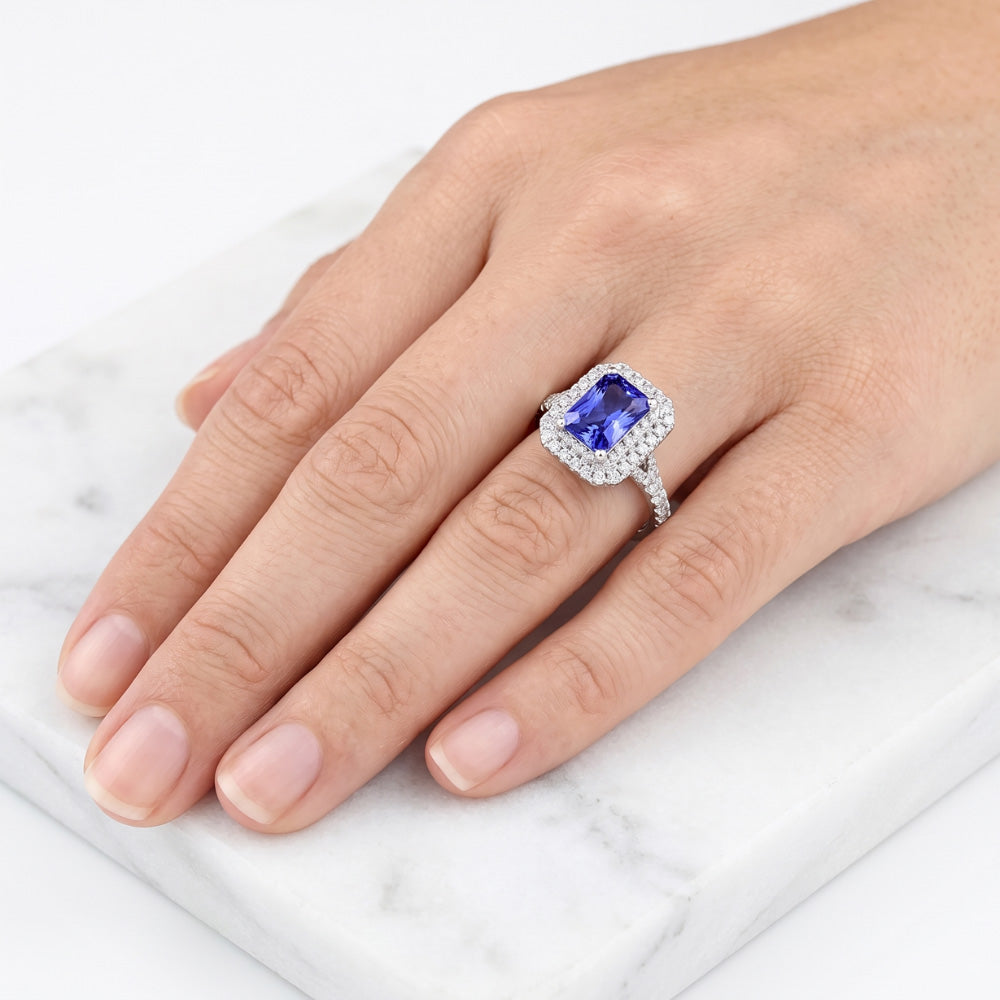 White Gold Sapphire Engagement Ring For Women