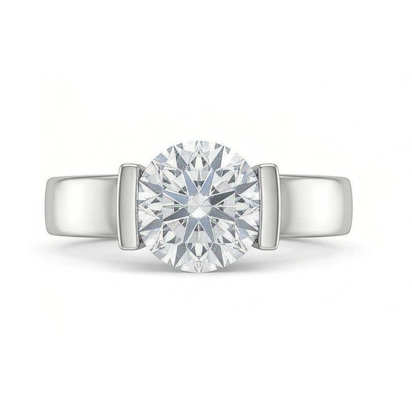 White Gold Solitaire 3 Carats Real Natural Earth Mined Diamond ( Not Lab Grown )  Engagement Ring