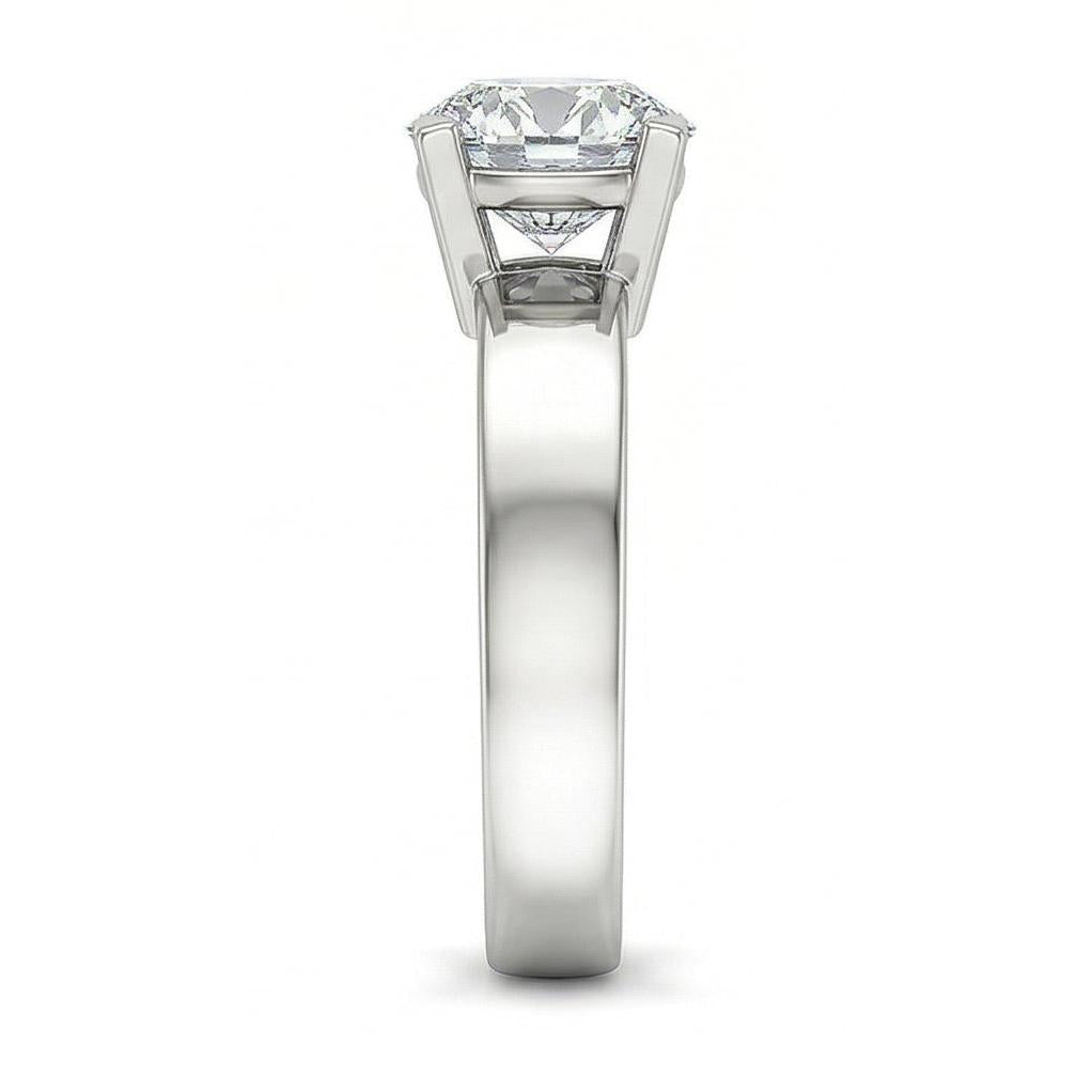 White Gold Solitaire 3 Carats Real Natural Earth Mined Diamond ( Not Lab Grown )  Engagement Ring