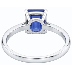 White Gold Solitaire Emerald Natural Blue Sapphire Ring 2 Carats