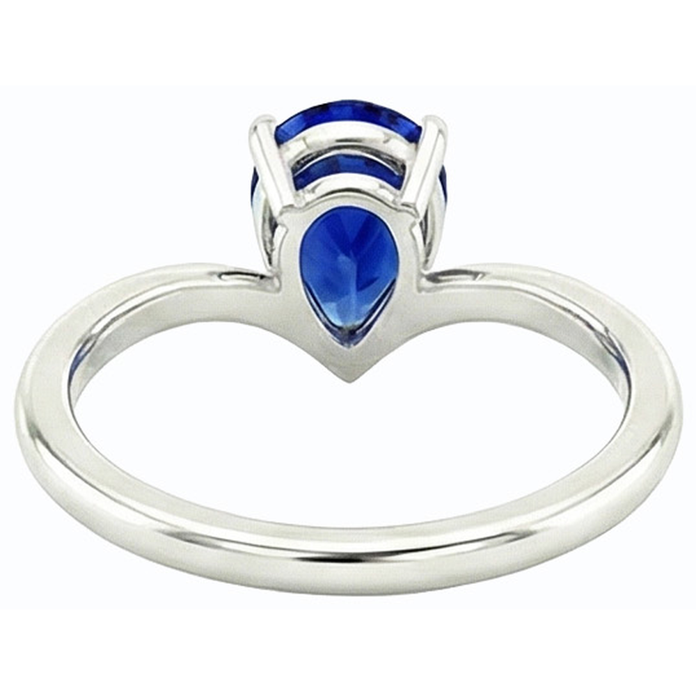White Gold Solitaire Gemstone Ring Pear Ceylon Sapphire 2.50 Carats