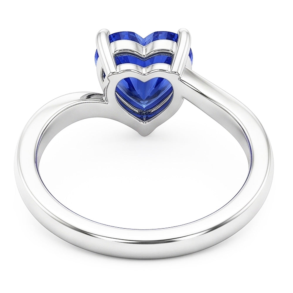 White Gold Solitaire Heart Cut Light Blue Sapphire Ring 1.50 Carats