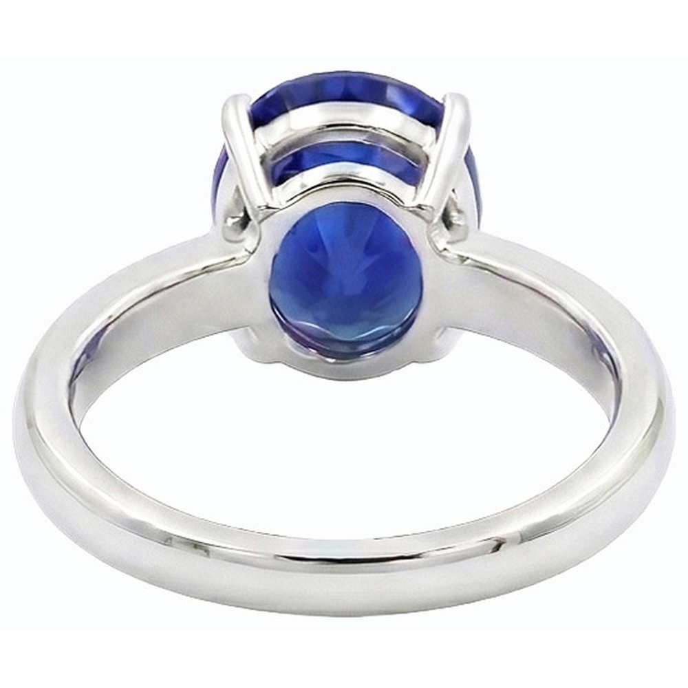 White Gold Solitaire Oval Shaped Ceylon Sapphire Ring 1.50 Carats
