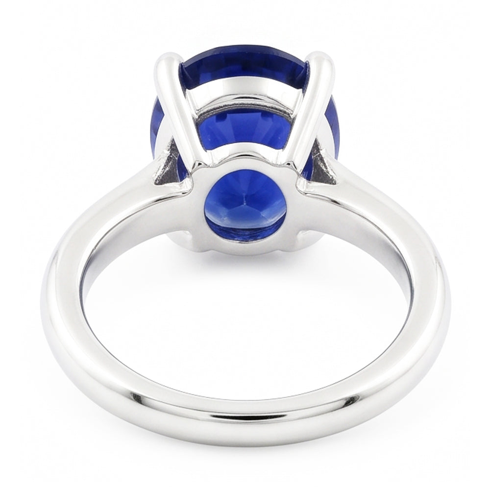 White Gold Solitaire Oval Shaped Ceylon Sapphire Ring 1.50 Carats