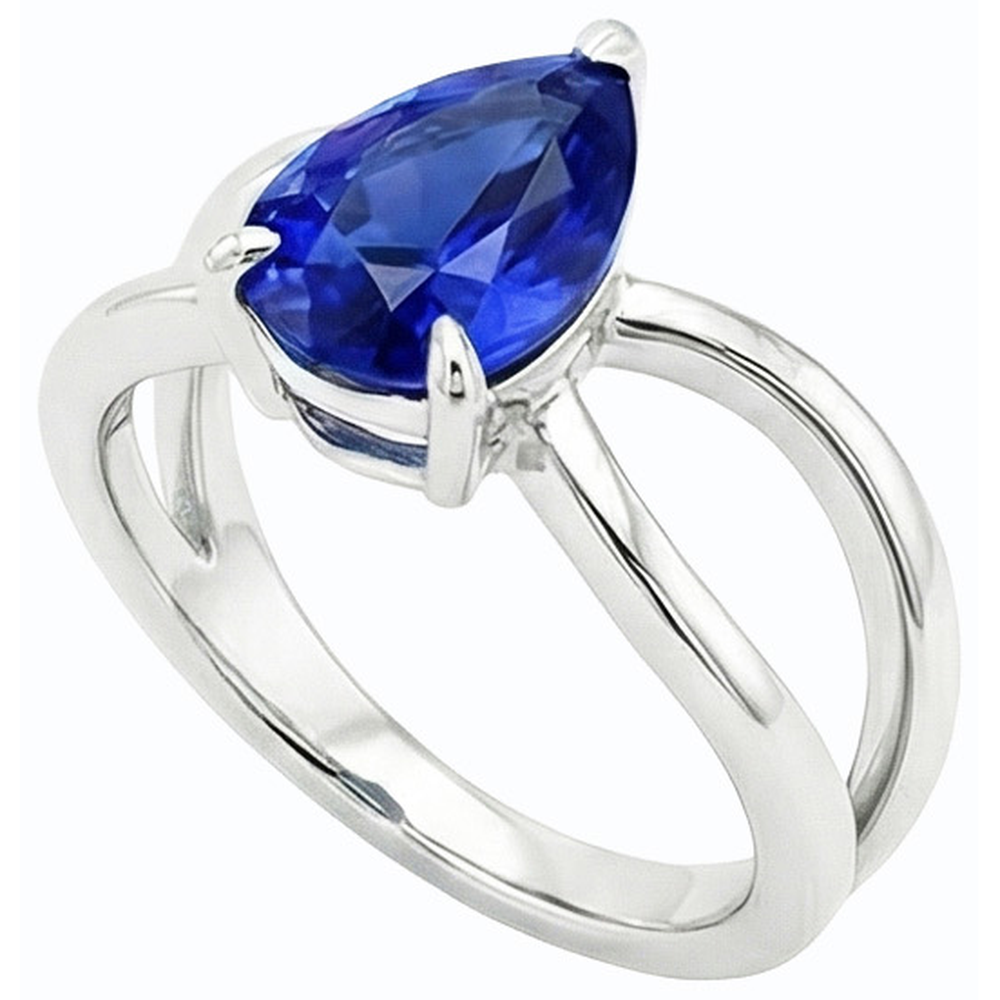 natural pear sapphire 2.50ct ring side angle