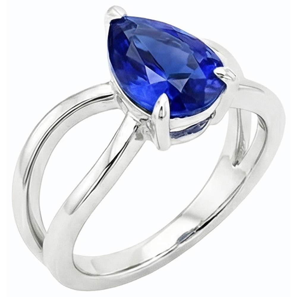 natural pear sapphire 2.50ct ring close up detail