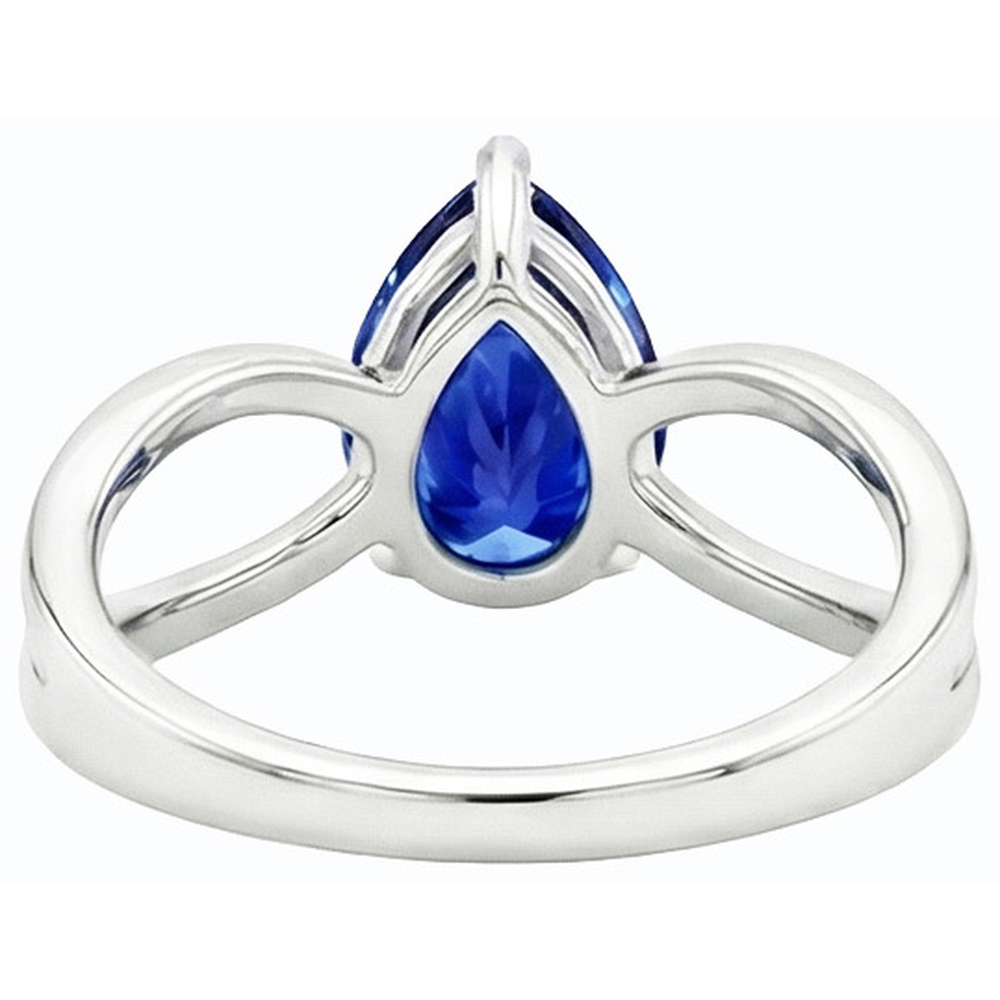 natural pear sapphire 2.50ct ring top view