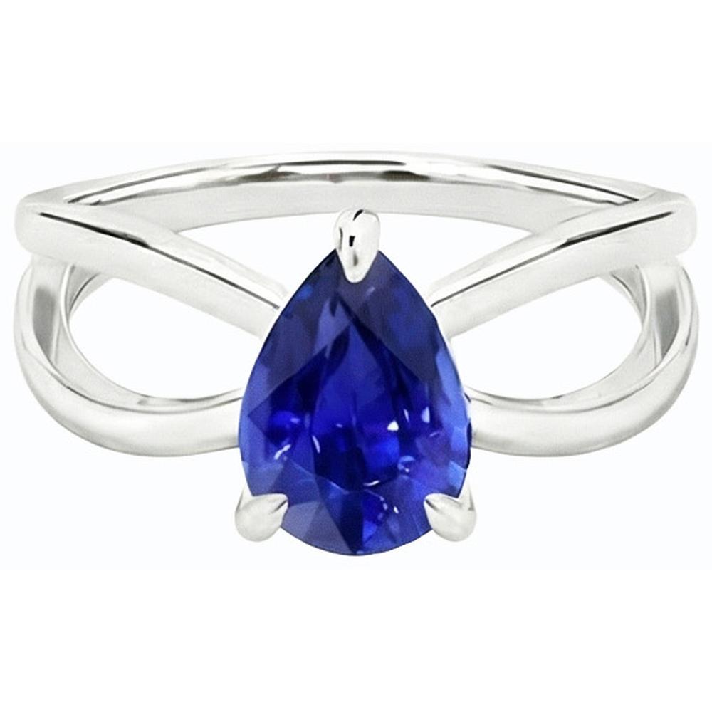 natural pear sapphire 2.50ct ring profile view