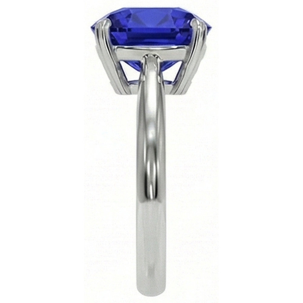 White Gold Solitaire Ring Cushion Sri Lankan Sapphire  2.25 Carats
