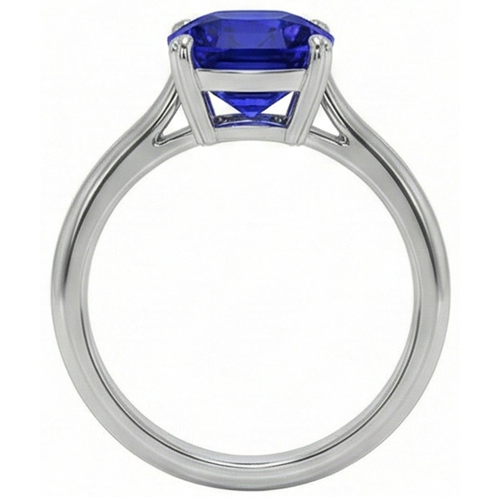 White Gold Solitaire Ring Cushion Sri Lankan Sapphire  2.25 Carats