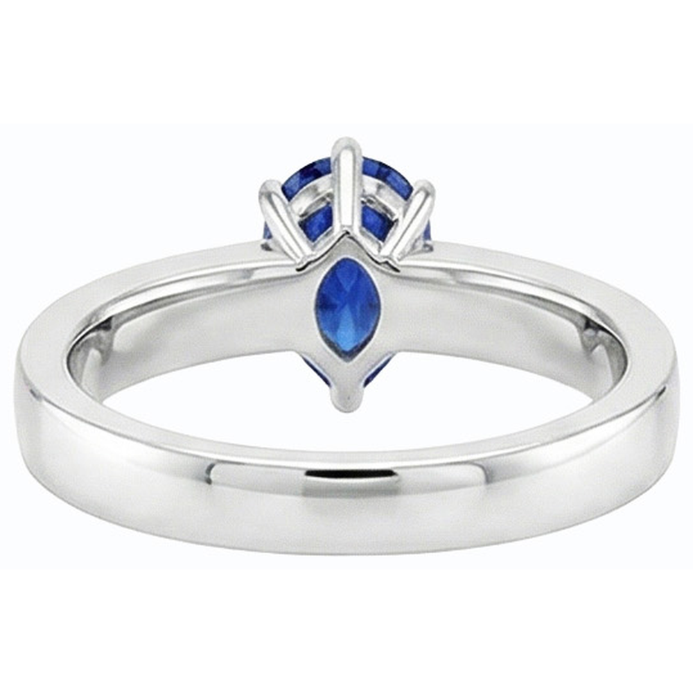 White Gold Solitaire Wedding Ring Pear SriLanka Sapphire 1 Carat