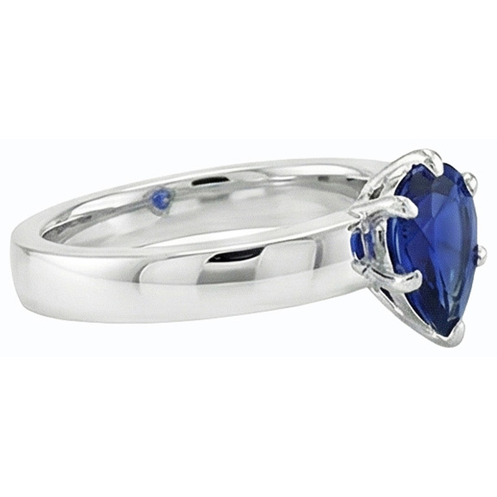 White Gold Solitaire Wedding Ring Pear SriLanka Sapphire 1 Carat