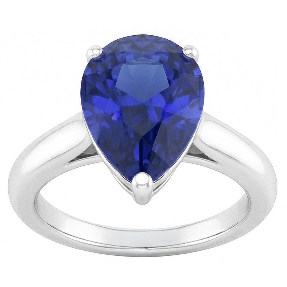 White Gold Solitaire Women's Ring Pear Shape Blue Sapphire 1.50 Carats