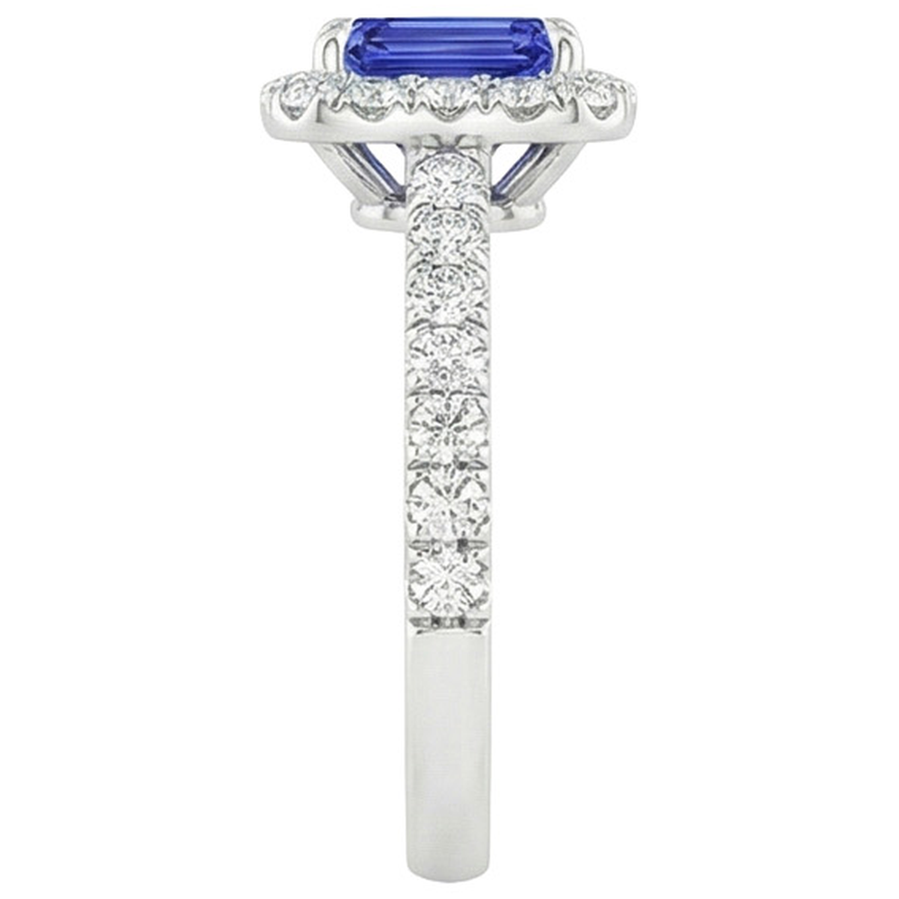 White Gold Solitaire with Accents Ring Blue Sapphire & Natural Earth Mined Diamond ( Not Lab Grown ) 5 Carat