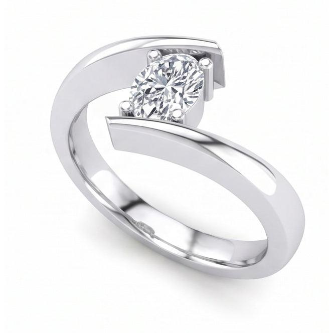 natural oval diamond 1.25ct ring top view